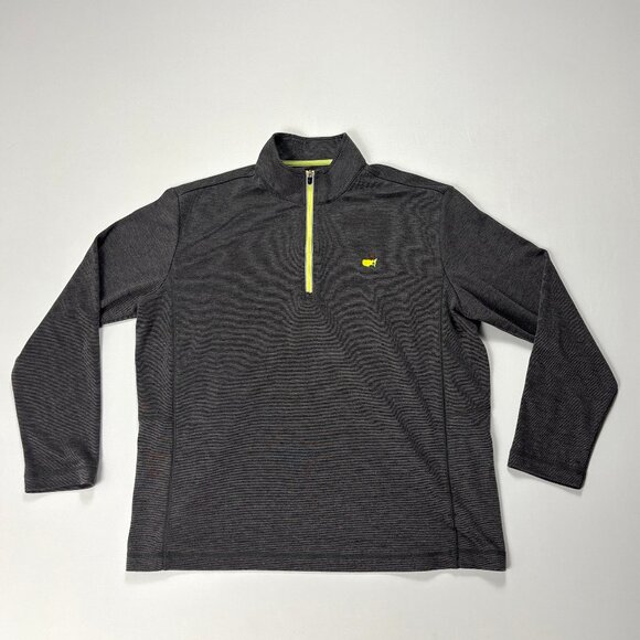 Masters Tech Mens Performance Sweater Gray Sz M Neon 1/4 Zip Pullover Golf - Picture 1 of 6